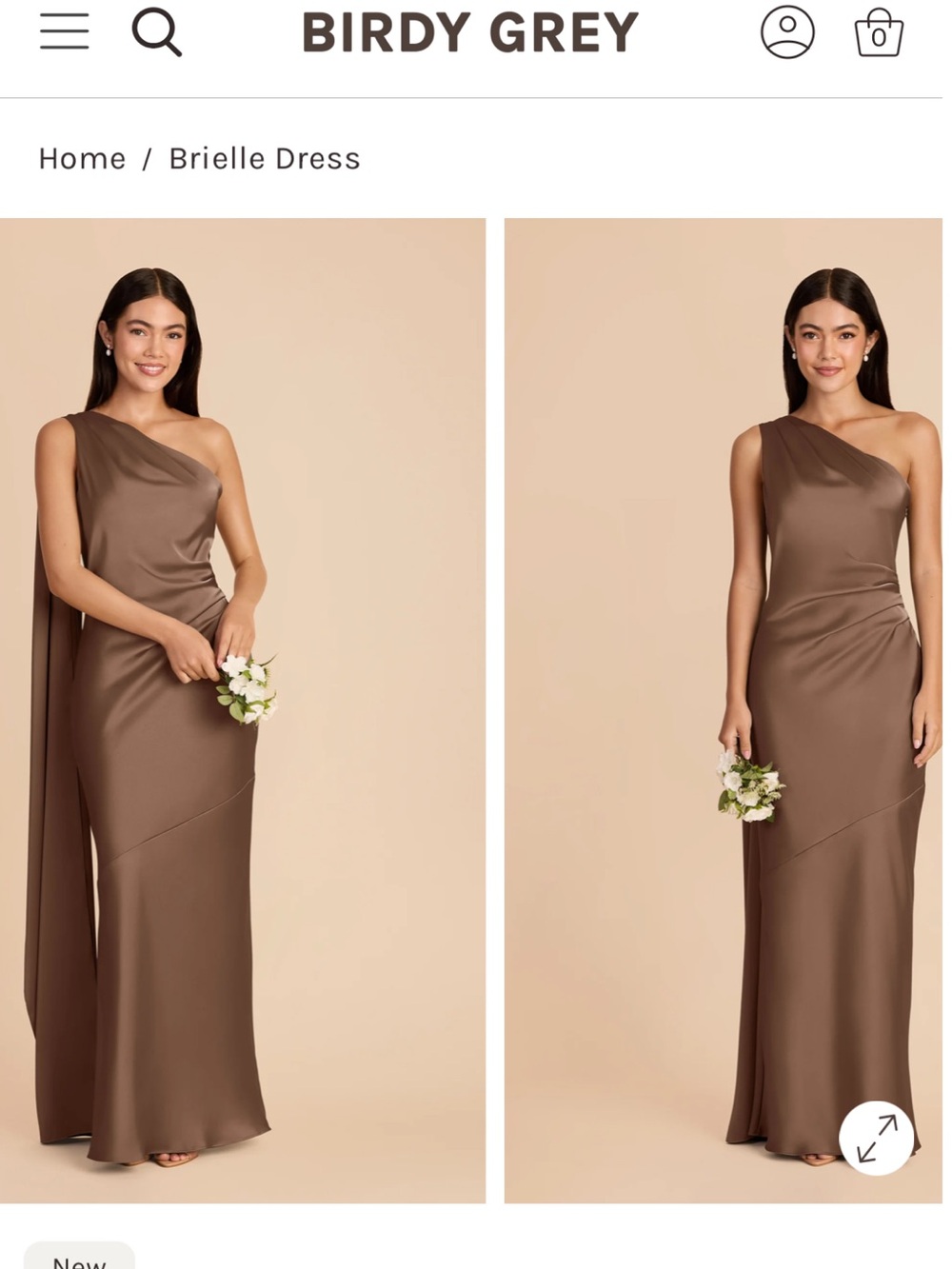 Birdy Grey Brielle One-Shoulder Satin Gown in Mocha